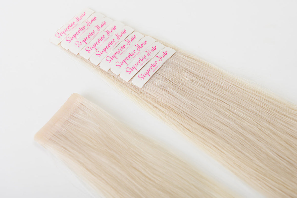 #60 Whitest Ash Blonde Ultra Seamless Tape In Extensions